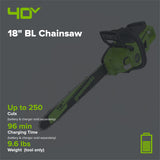 40V 18" Cordless Battery BL Chainsaw (Tool Only)