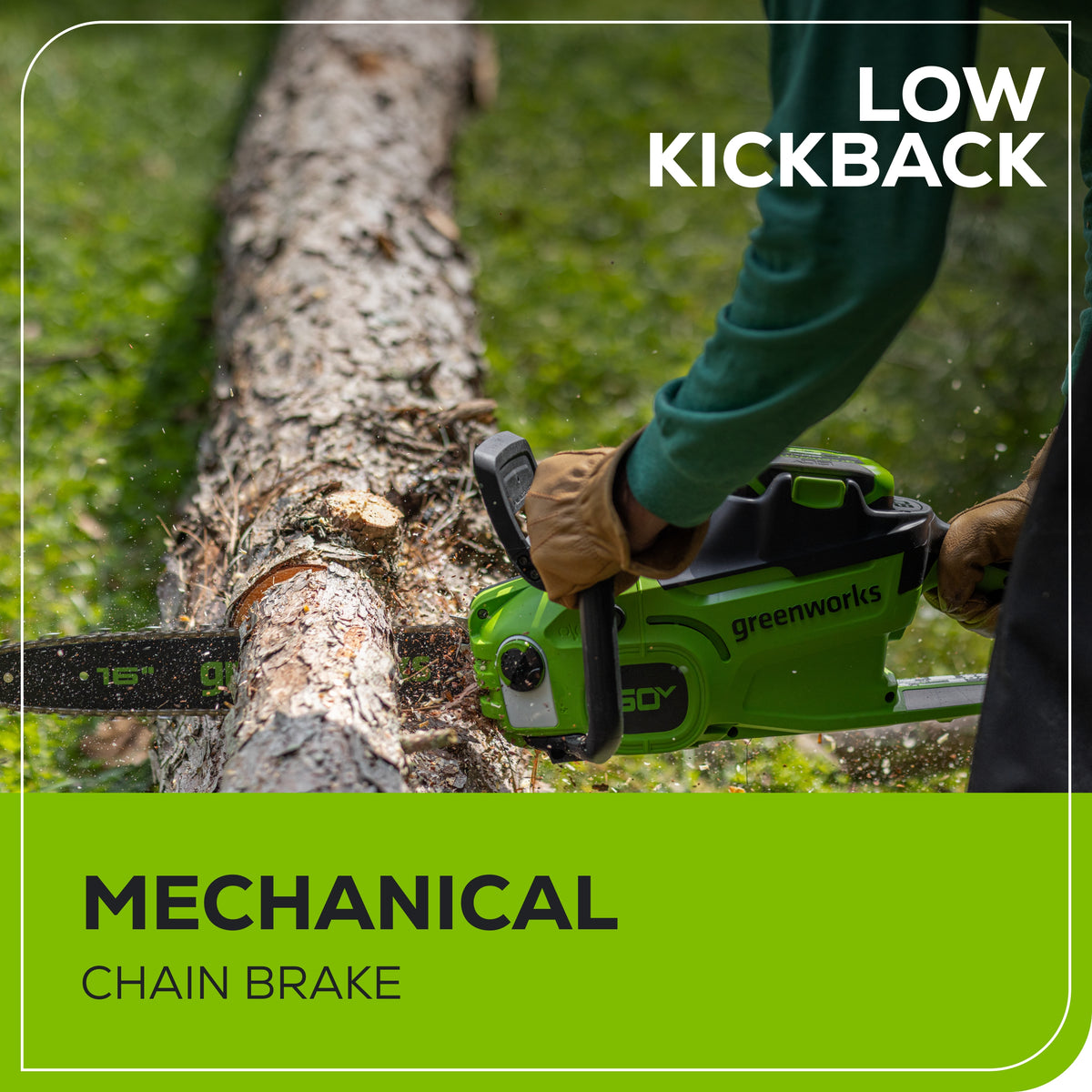 60V 16" 1.5kW Cordless Battery Chainsaw: 2.5 Ah Battery and 3A Charger
