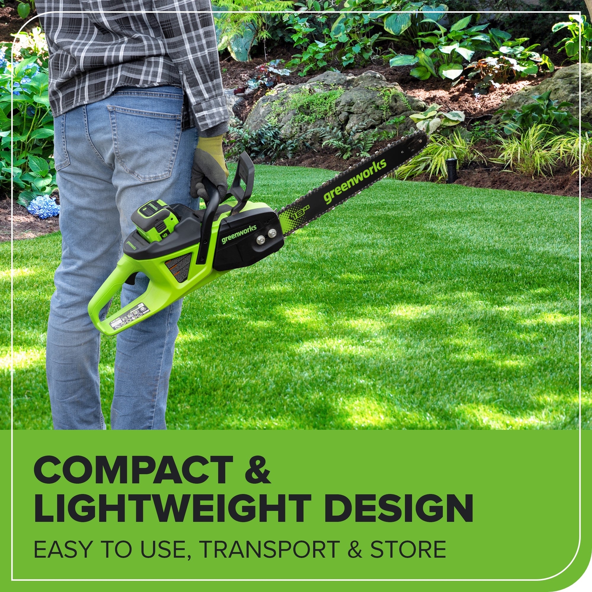 40V 18" Cordless Battery 2.0 kW Chainsaw: 5.0 Ah Battery and 5A Charger