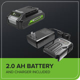 24V 6" Gen 2 Cordless Battery Brushless Pruner Saw: 2.0 Ah Battery and 2A Charger