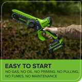 24V 6" Gen 2 Cordless Battery Brushless Pruner Saw: 2.0 Ah Battery and 2A Charger