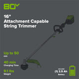 80V 16" Gen 2 Brushless Cordless String Trimmer (Attachment Capable): (1) 2.5 Ah Battery, (1) 4A Rapid Charger