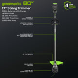 80V 17" Brushless String Trimmer: 2.0 Ah Battery and Charger