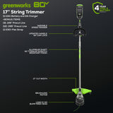 OPEN BOX 80V 17" Brushless String Trimmer Shoulder Strap, Precut Line included: 2.0 Ah Battery and Charger