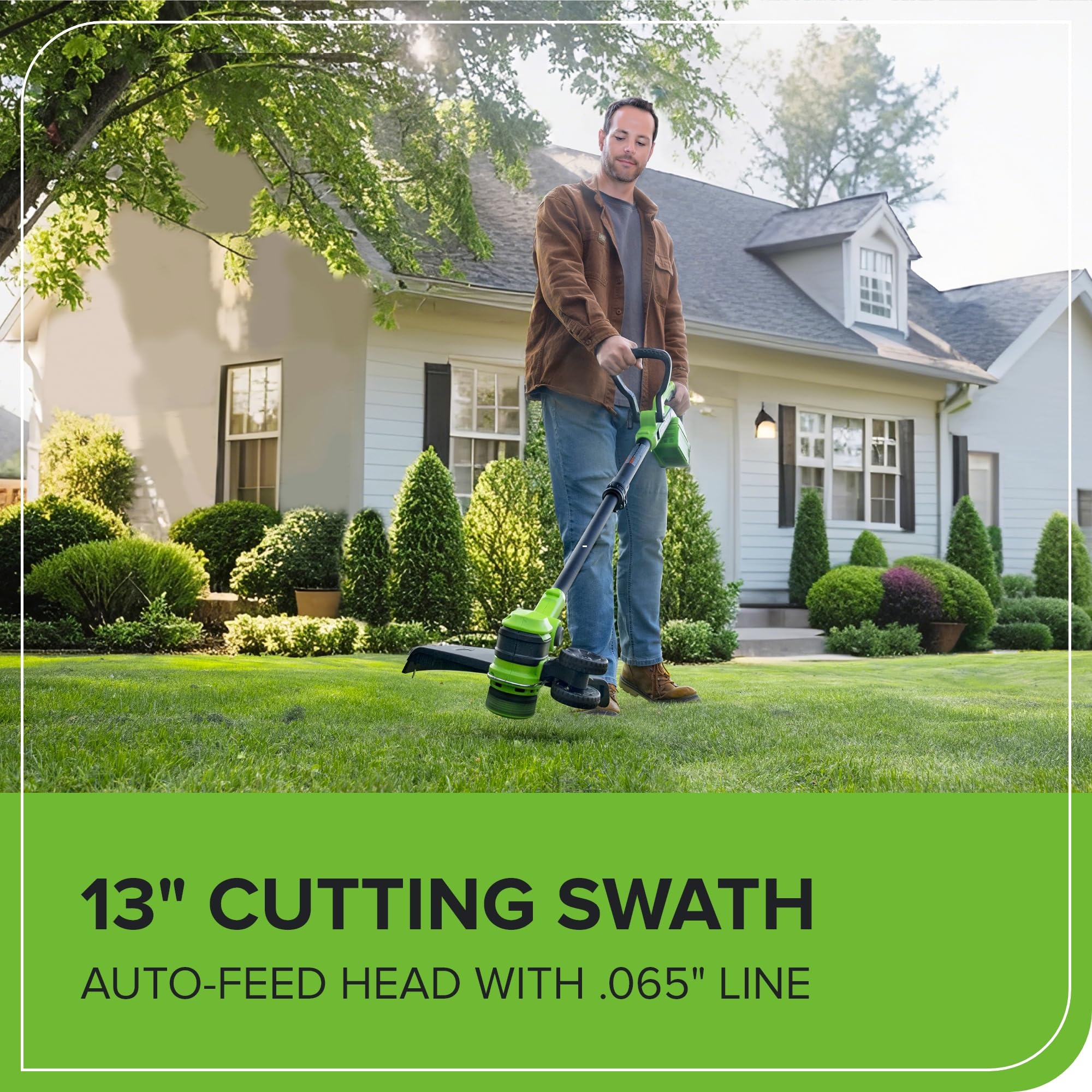 40V 13" Cordless Battery String Trimmer / Edger, 20PC Blades, (1)2.0 Ah Battery and (1)2A Charger