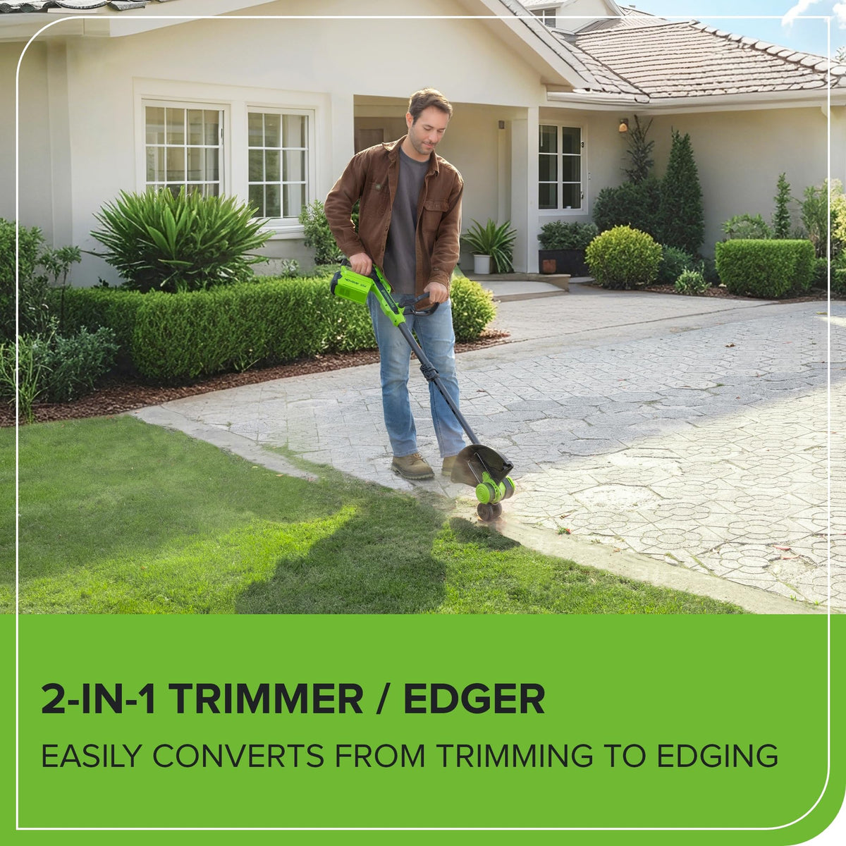 40V 13" Cordless Battery String Trimmer / Edger, 20PC Blades, (1)2.0 Ah Battery and (1)2A Charger