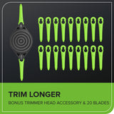 40V 13" Cordless Battery String Trimmer / Edger, 20PC Blades, (1)2.0 Ah Battery and (1)2A Charger