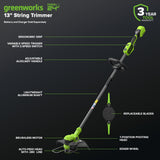 24V 13" Cordless Battery String Trimmer/Edger, 20PC Blades (Tool Only)