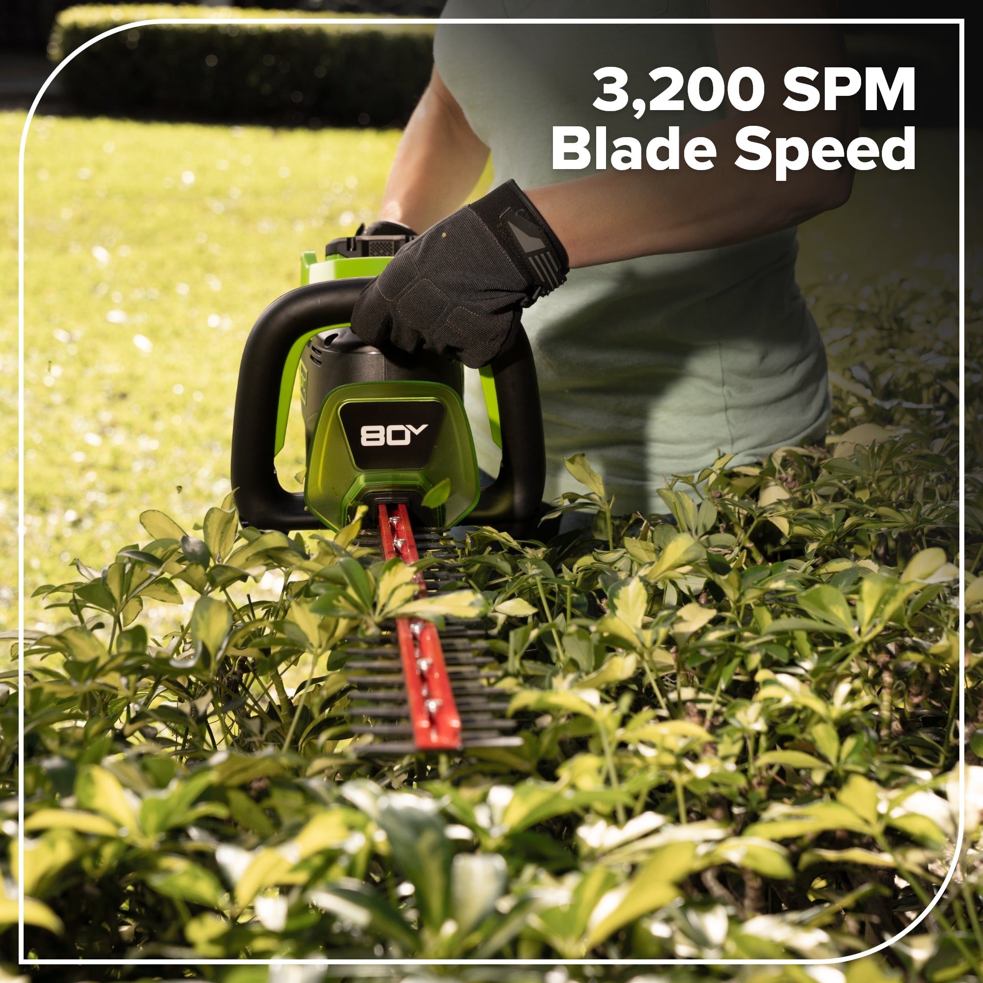 80V 26" Cordless Battery Hedge Trimmer (1.1" cut, 3200 SPM): 2.0 Ah Battery and Charger