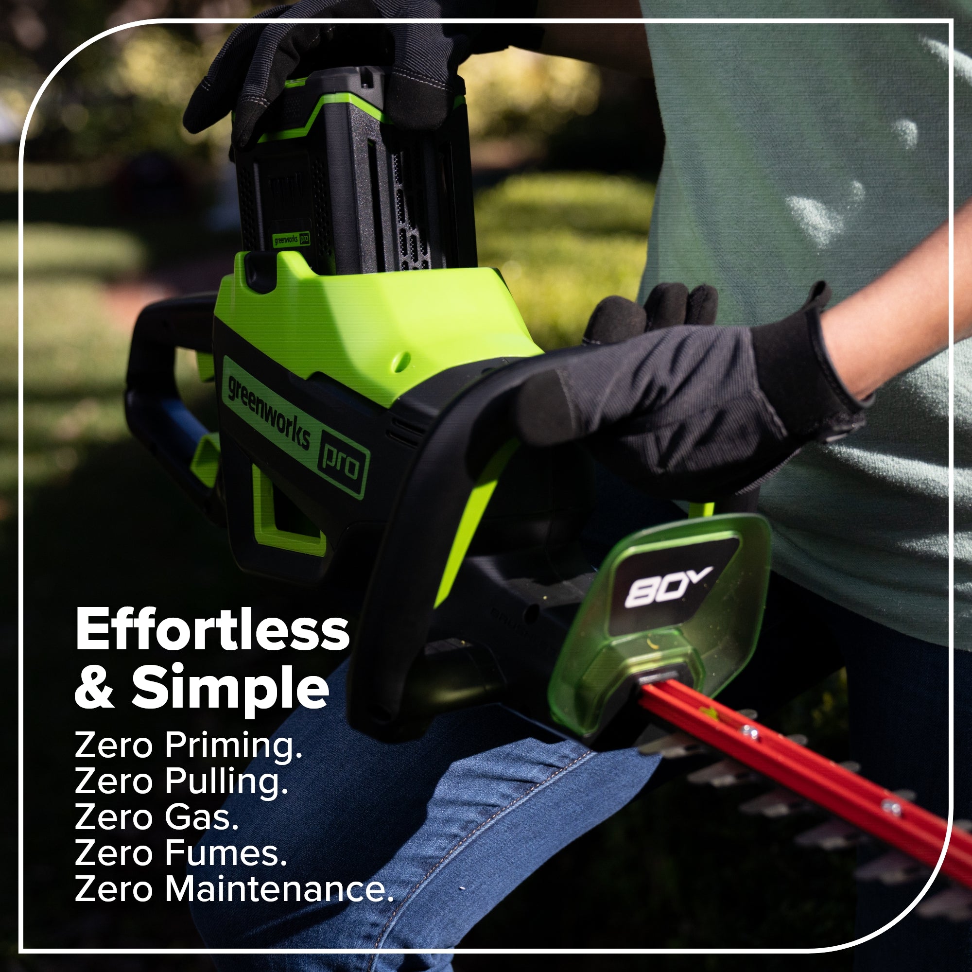 80V 26" Cordless Battery Hedge Trimmer (1.1" cut, 3200 SPM): 2.0 Ah Battery and Charger