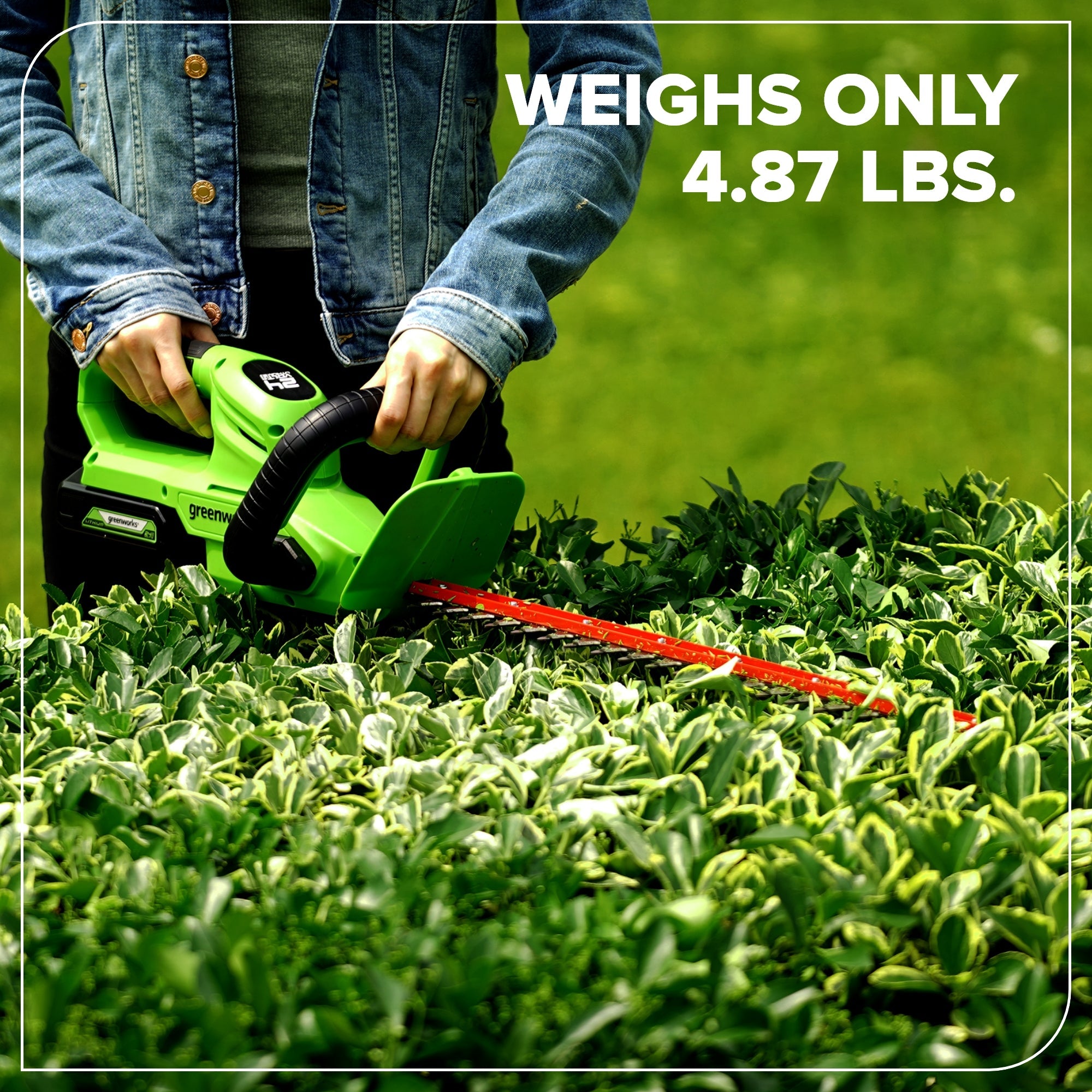24V 22" Cordless Battery Hedge Trimmer 2800 SPM: 4.0 Ah USB Battery and Charger