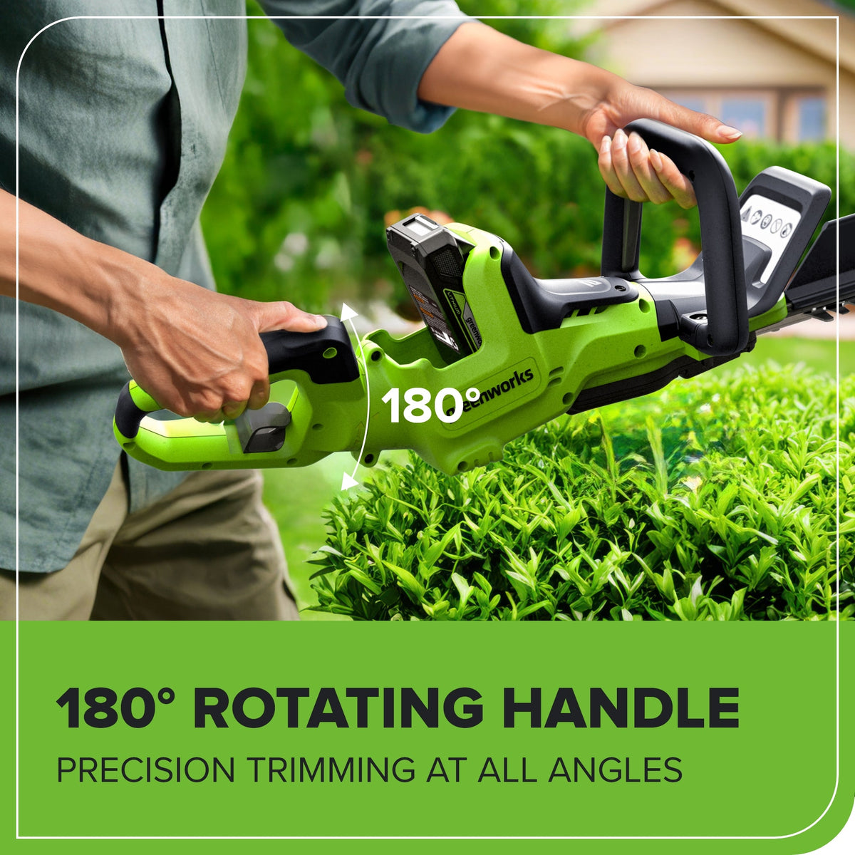 24V 24" Cordless Battery Hedge Trimmer: 2.0 Ah Battery and 2A Charger