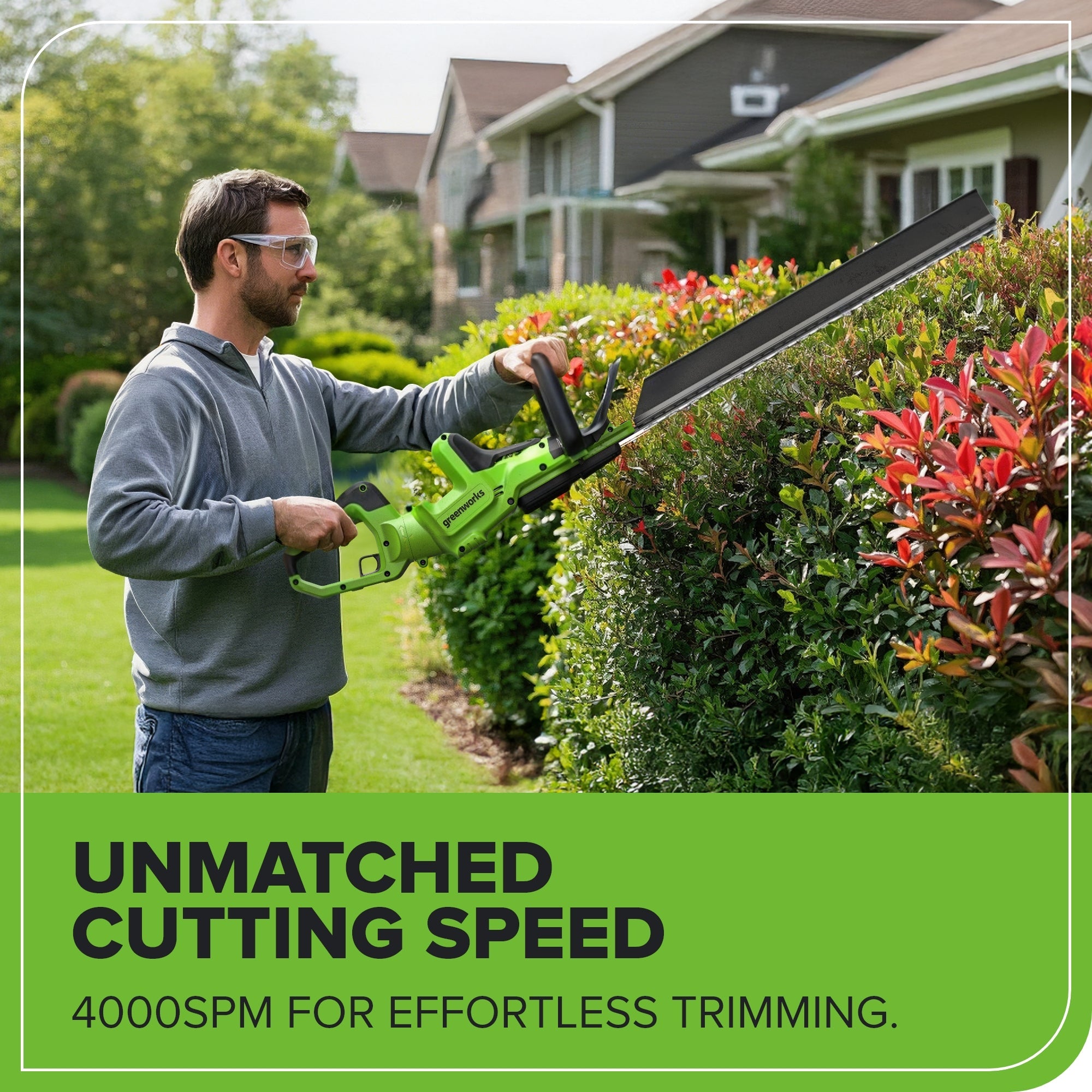 24V 24" Cordless Battery Hedge Trimmer: 2.0 Ah Battery and 2A Charger