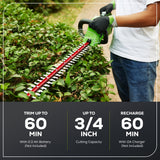 40V 12" Cordless Battery String Trimmer, 550 CFM Blower and 24" Hedge Trimmer Combo Kit: 2.0 Ah Battery and Charger