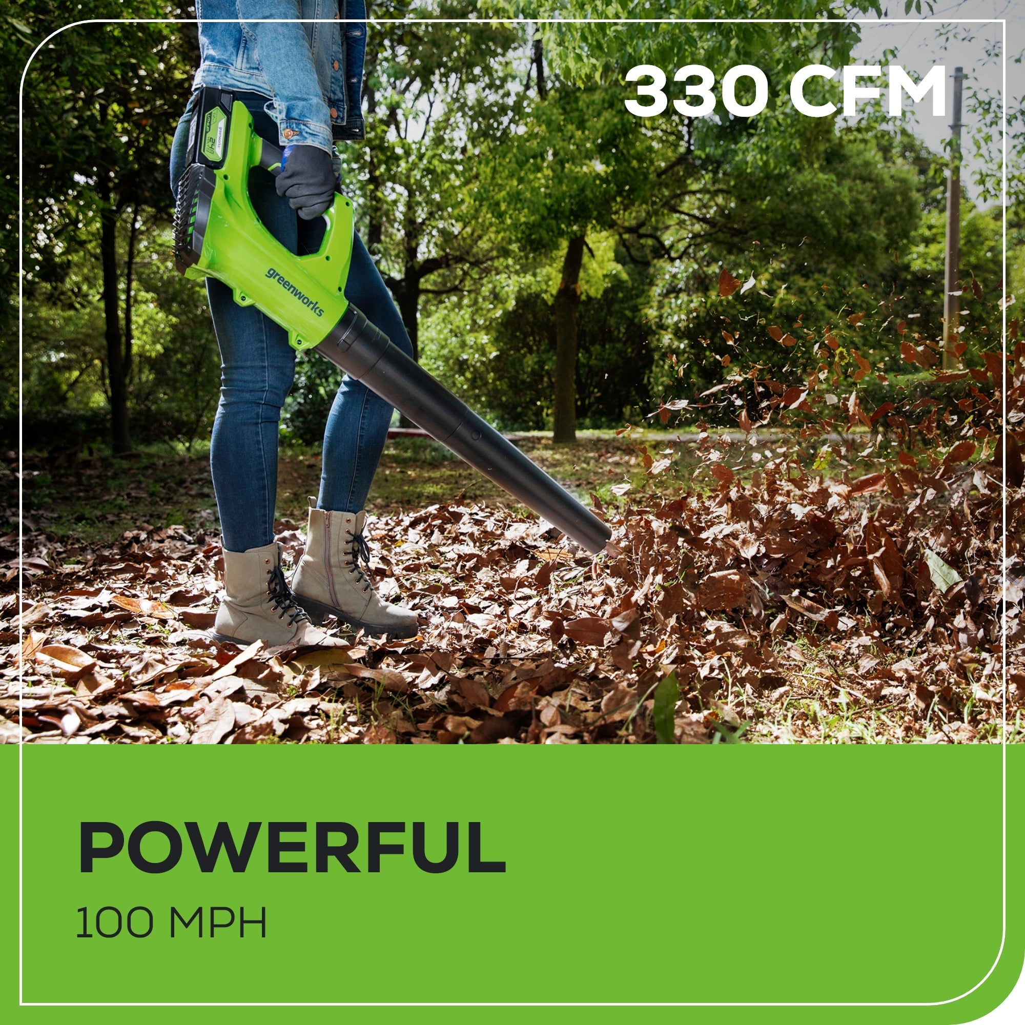 OPEN BOX 24V Cordless 330 CFM Axial Blower: 2.0 Ah Battery and Charger
