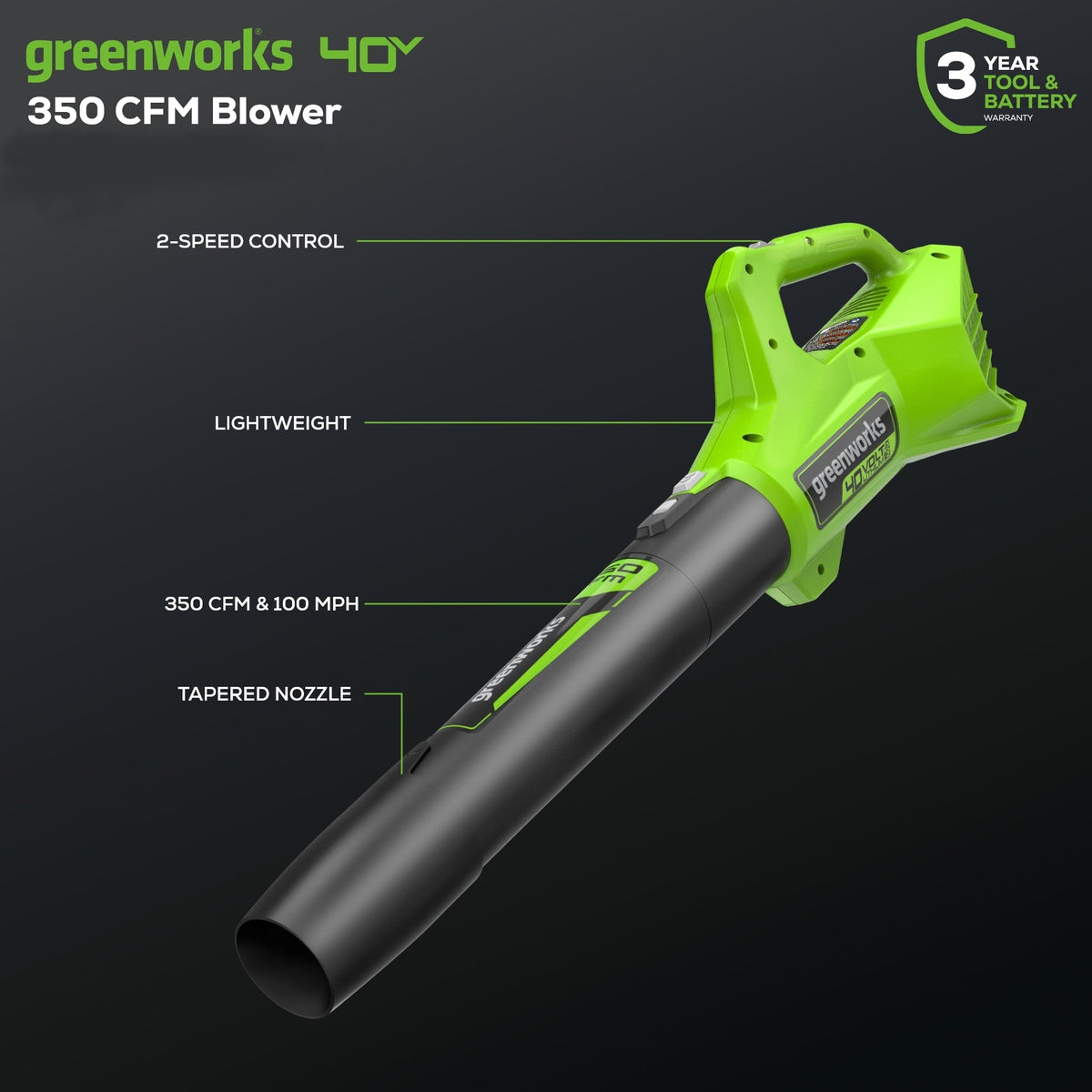 40V 15" Cordless Battery String Trimmer/Blower Combo Kit: 2.5 Ah Battery and Charger