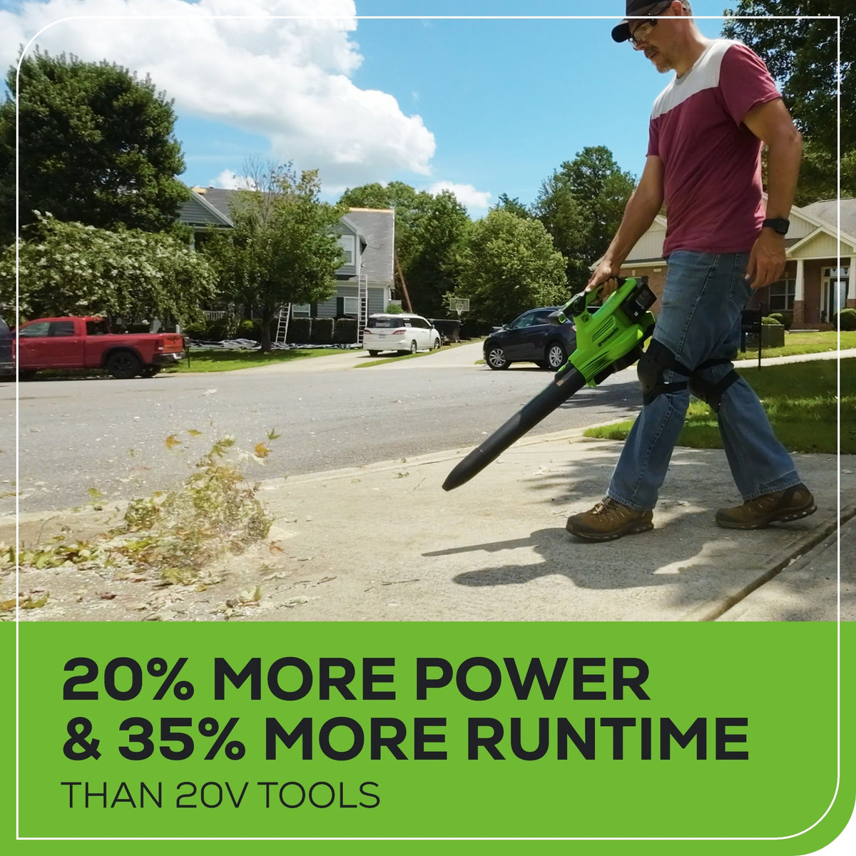 48V (24V x 2) 520 CFM Cordless Battery BL Leaf Blower/Vacuum: (2) 4.0 Ah Battery and Dual-Port Charger
