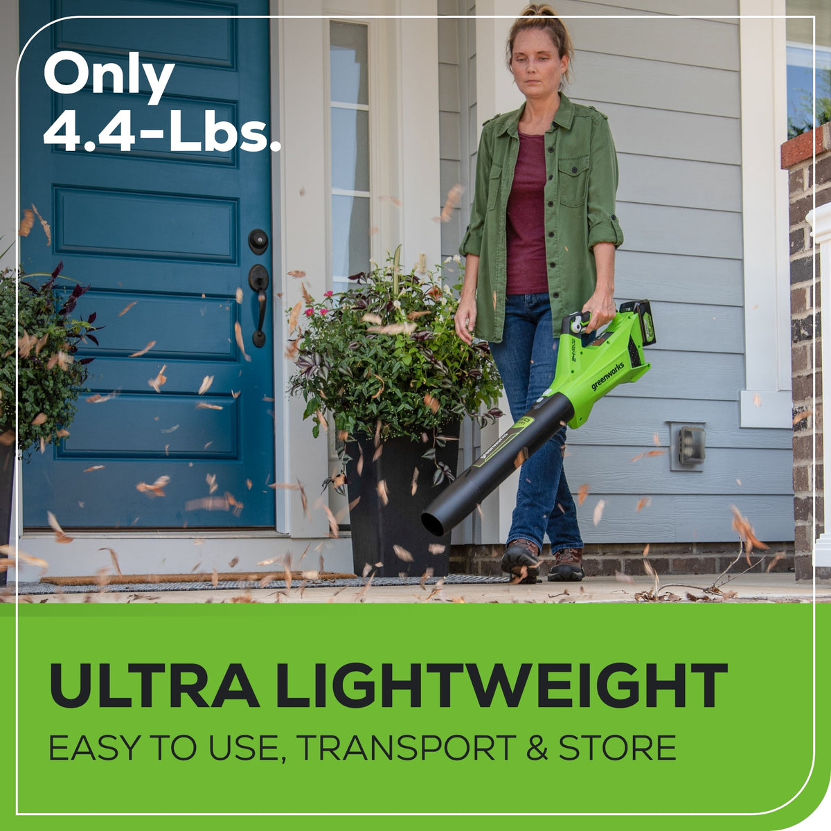 OPEN BOX 24V 450 CFM Cordless Battery Leaf Blower: 4.0 Ah USB Battery and Charger