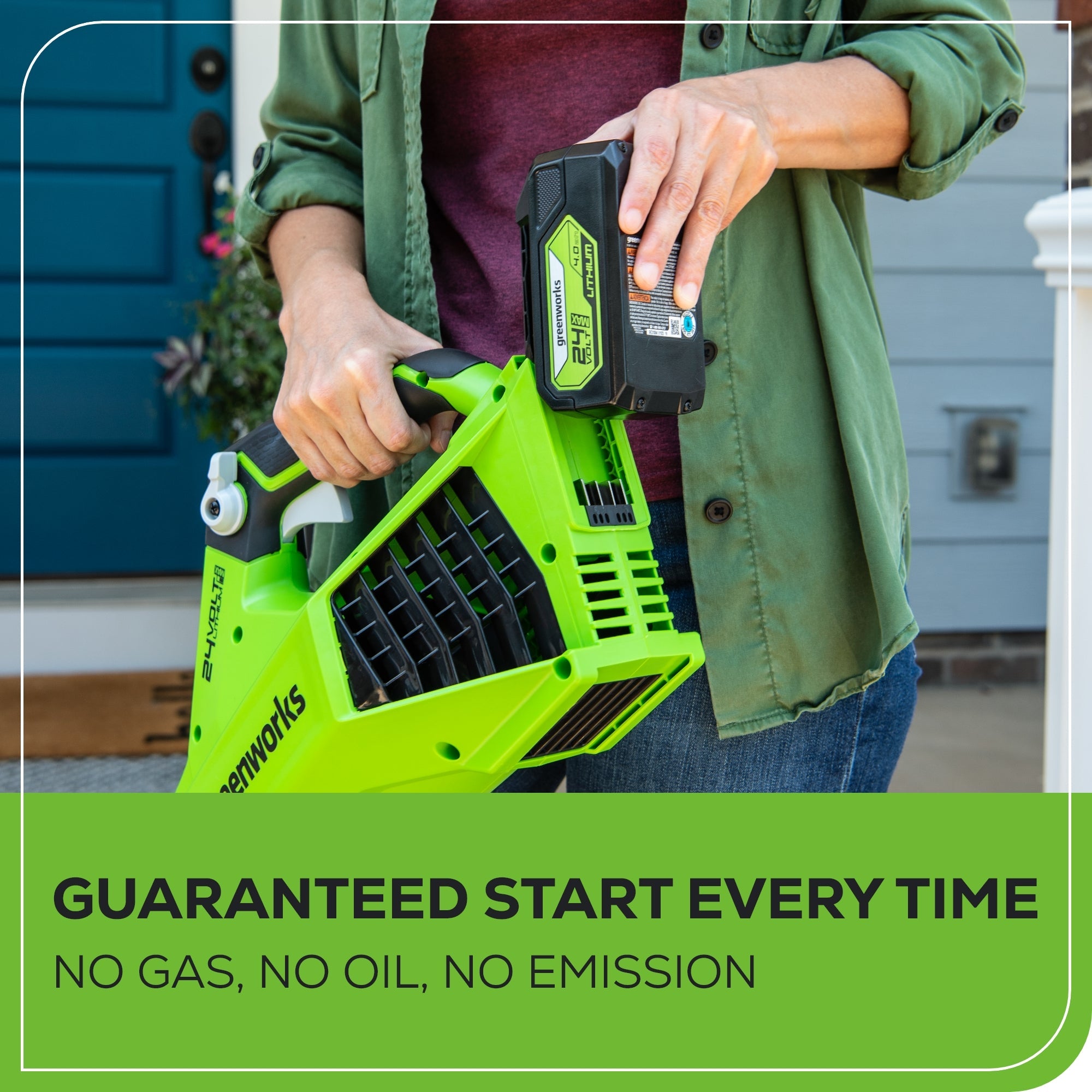 OPEN BOX 24V 450 CFM Cordless Battery Leaf Blower: 4.0 Ah USB Battery and Charger