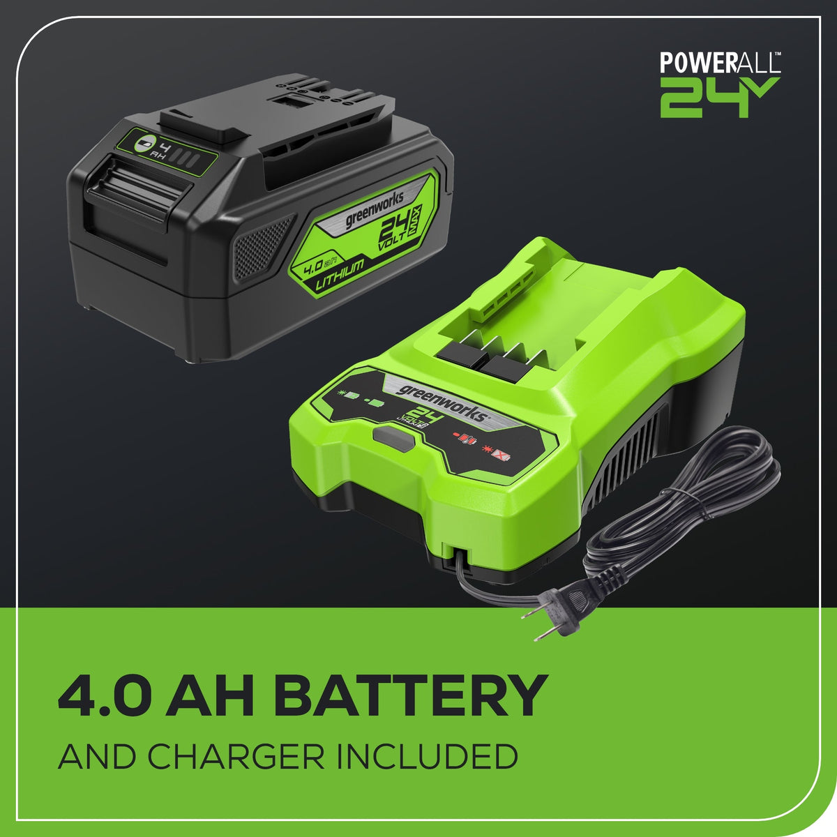 OPEN BOX 24V 450 CFM Cordless Battery Leaf Blower: 4.0 Ah USB Battery and Charger