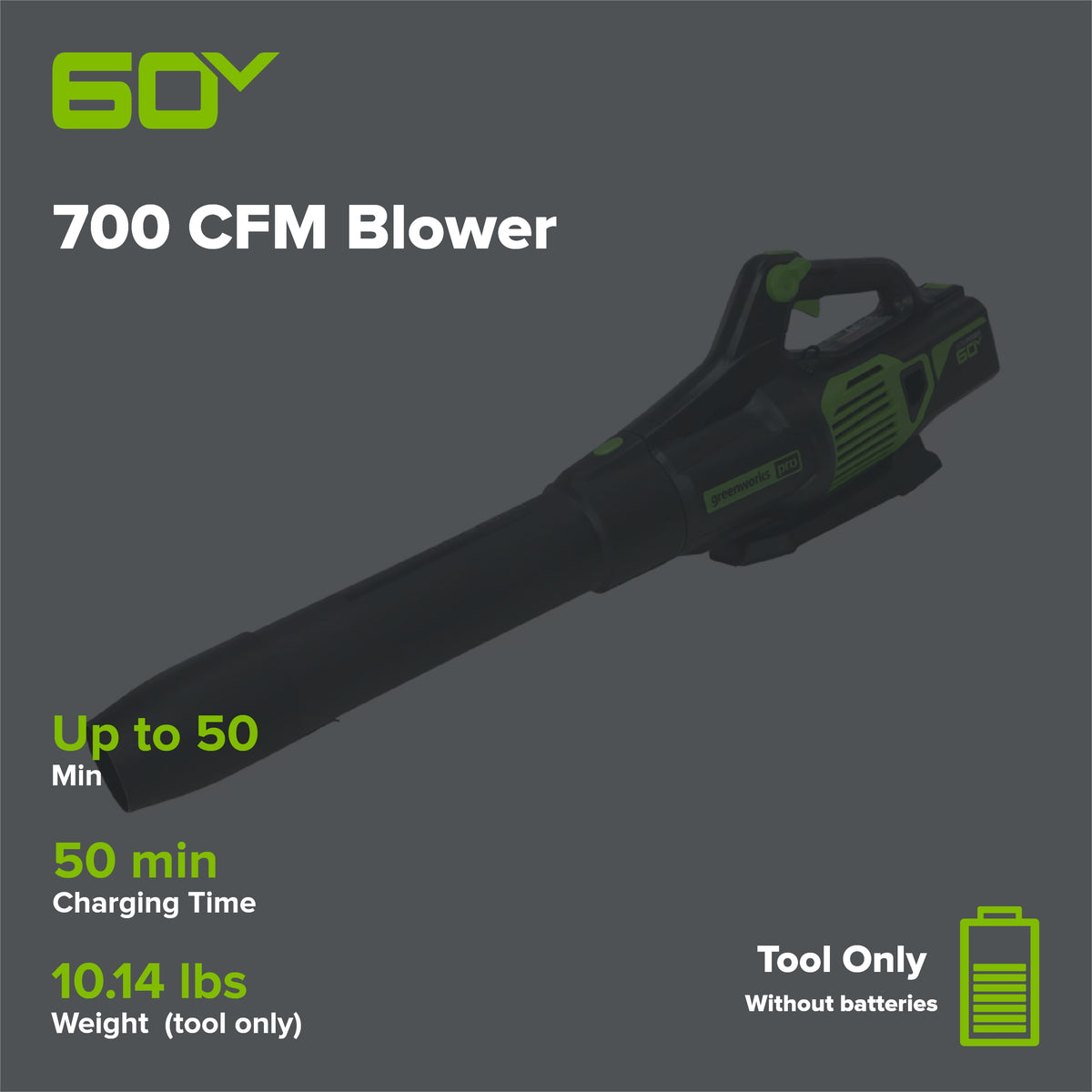 60V 700 CFM Cordless Battery Leaf Blower (Tool Only)