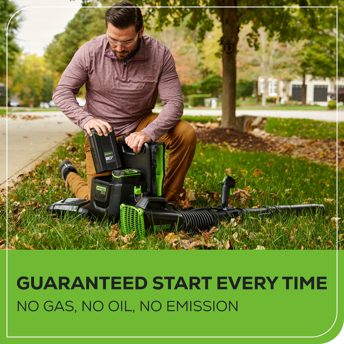 80V 690 CFM Cordless Battery Dual-Port Backpack Blower: (2) 4.0 Ah Batteries and Dual-Port Rapid Charger
