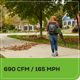 80V 690 CFM Cordless Battery Dual-Port Backpack Blower: (2) 4.0 Ah Batteries and Dual-Port Rapid Charger