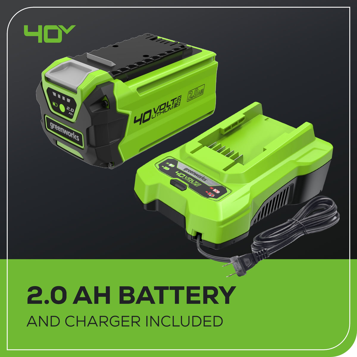 40V 135 CFM Cordless Battery Leaf Blower: 2.0 Ah Battery and Charger