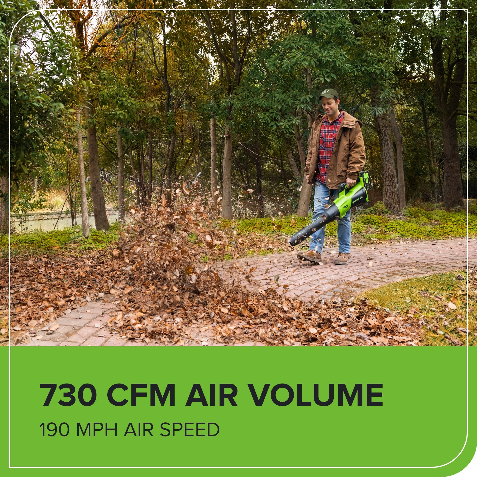 40V 730 CFM Cordless Battery Leaf Blower: 5.0 Ah Battery and 5A Charger