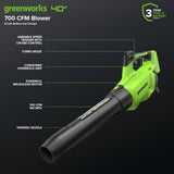 40V Gen 2.5 700 CFM Cordless Battery Brushless Leaf Blower, 8.0 Ah Battery and Charger