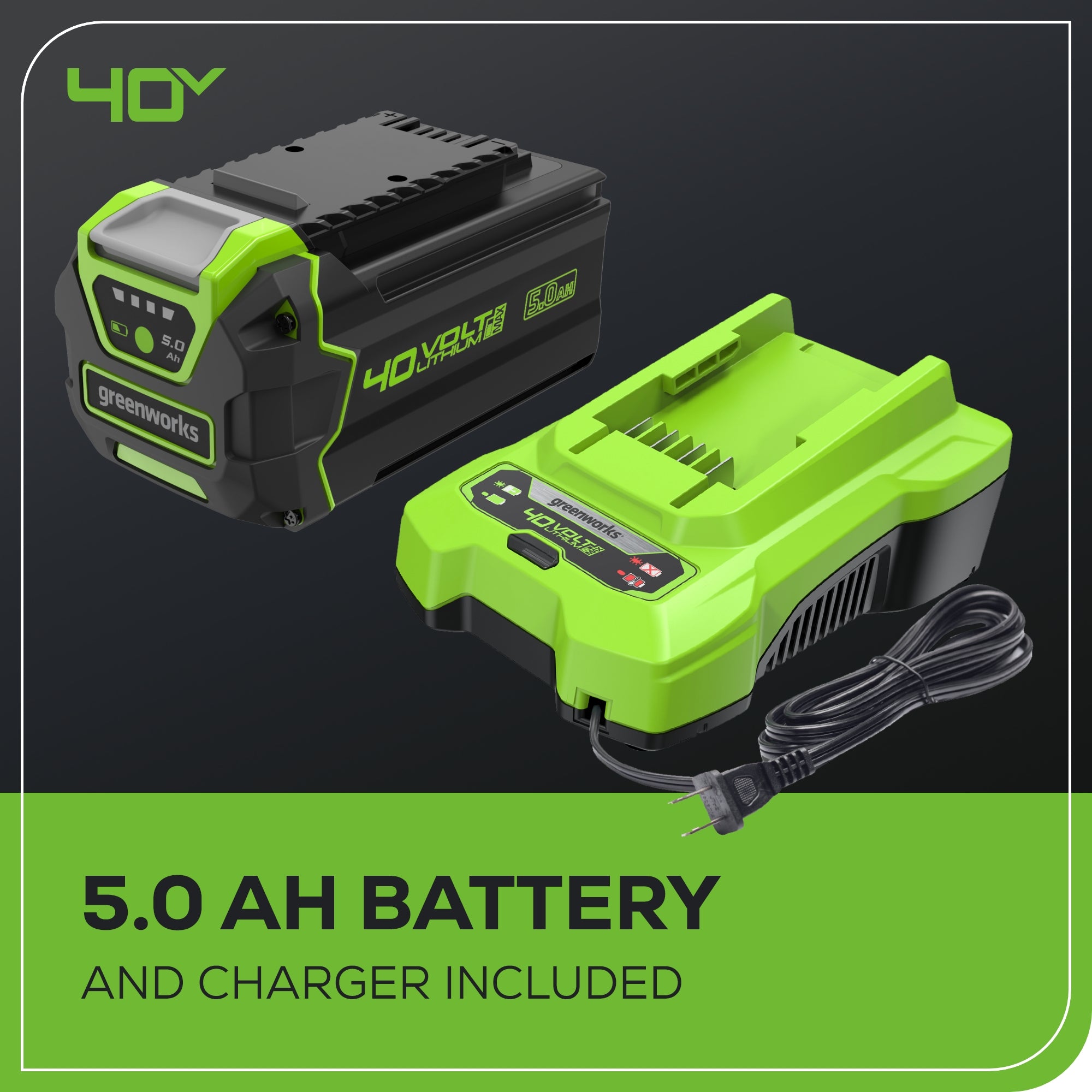 40V 505 CFM Cordless Battery Leaf Blower/Vacuum: 5.0 Ah Battery and Charger