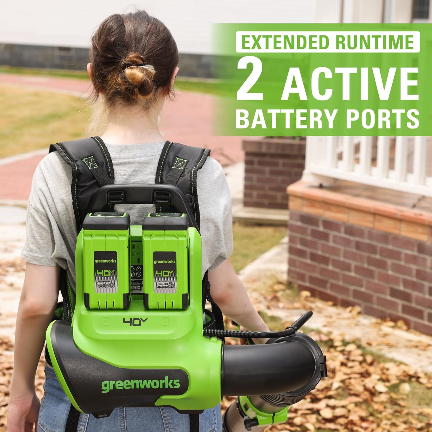 40V 710 CFM Cordless Battery Dual-Port Backpack Blower: (2) 8.0 Ah Battery and Charger