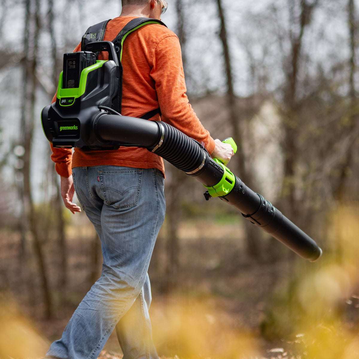 80V 800 CFM Cordless Battery Backpack Blower and Leaf Tarp: 4.0 Ah Battery and Rapid Charger