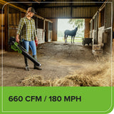 60V 660 CFM Cordless Battery Brushless Leaf Blower: 2.5 Ah Battery and Charger