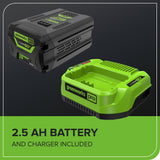60V 660 CFM Cordless Battery Brushless Leaf Blower: 2.5 Ah Battery and Charger