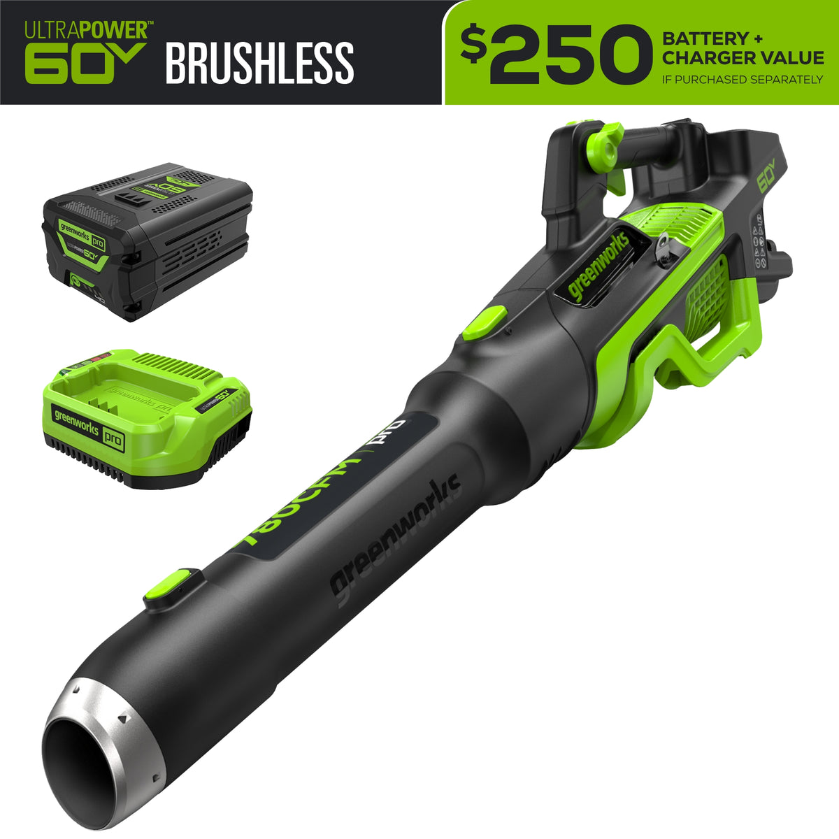 Pro 60V 780CFM Cordless Battery Leaf Blower, 4Ah Battery and Charger