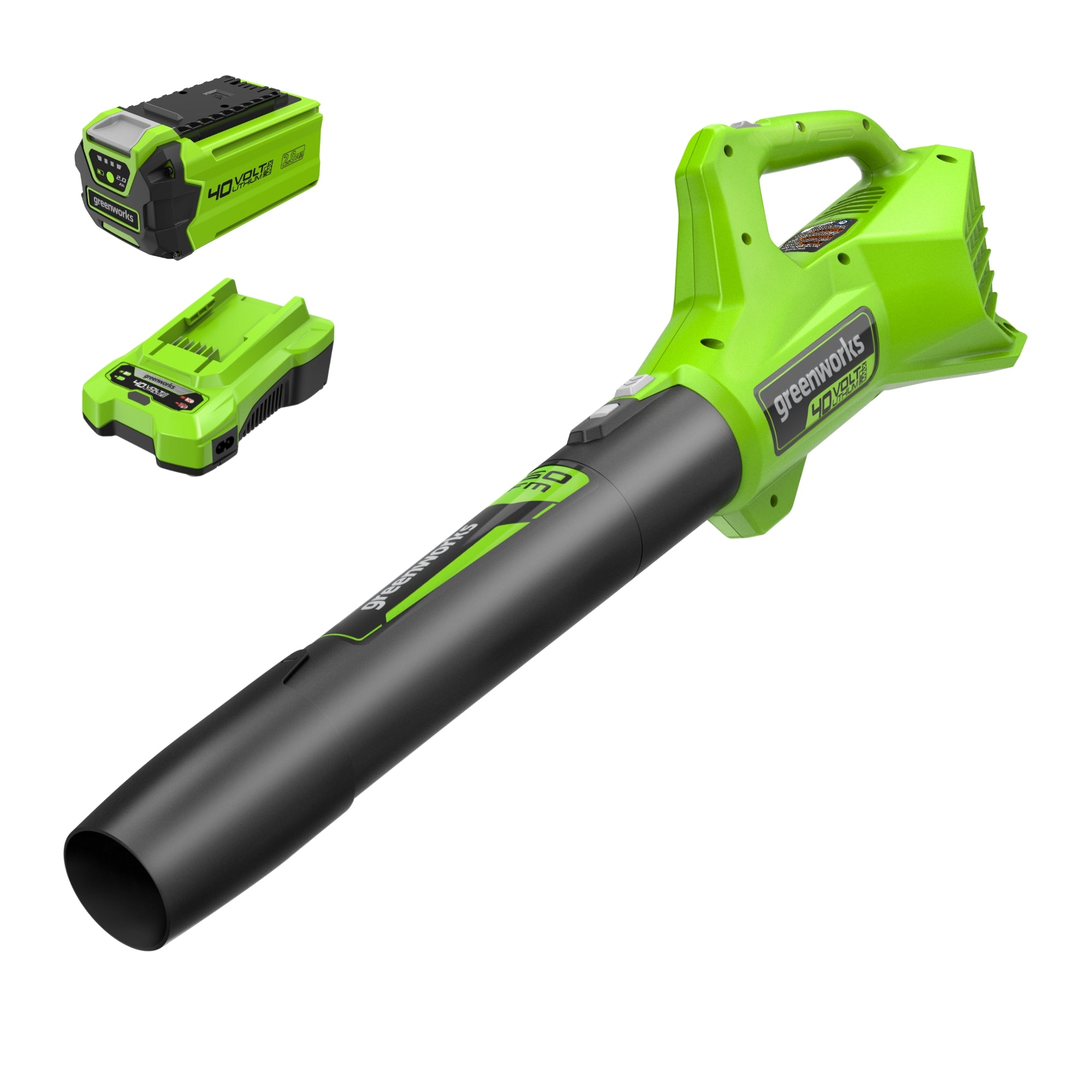 40V 350 CFM Cordless Battery Leaf Blower: 2.0 Ah Battery and Charger