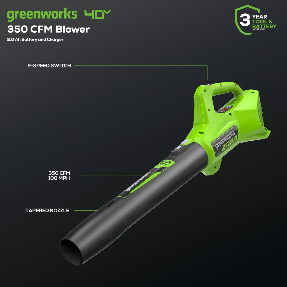 40V 13" Gen 2 String Trimmer and 350 CFM Cordless Battery Leaf Blower Combo Kit, (3).065" Spools,(1)2.0 Ah Battery and Charger