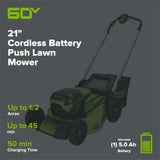 60V 21" Cordless Battery Push Lawn Mower w/ 5.0Ah Battery & Charger, LM2116