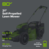 80V 21" Cordless Battery 4-in-1 Self-Propelled Lawn Mower: 4.0 Ah Battery and Charger, LM2108S