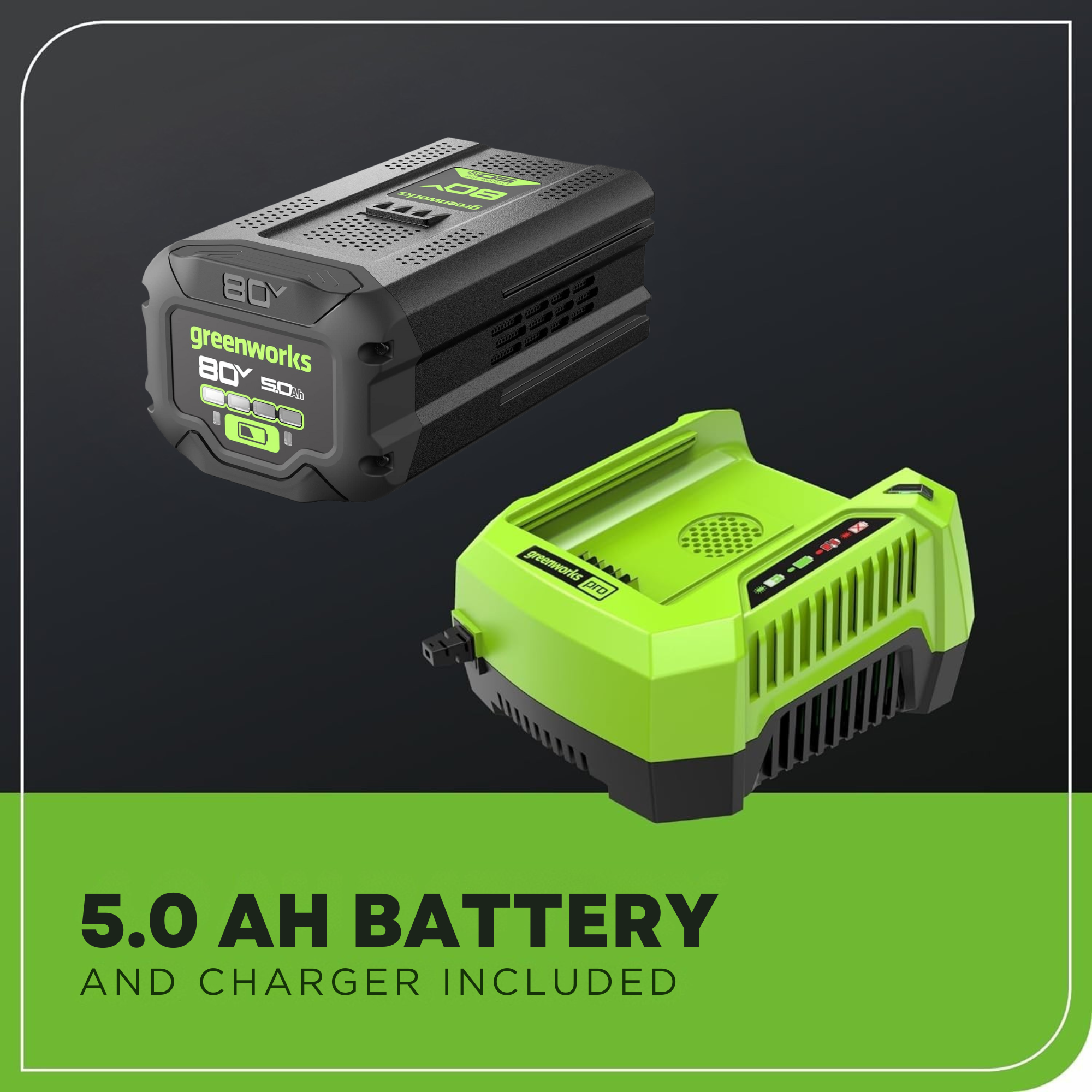 80V 21" Cordless Battery 4-in-1 Push Lawn Mower: 5.0 Ah Battery and 4A Charger, LM2108