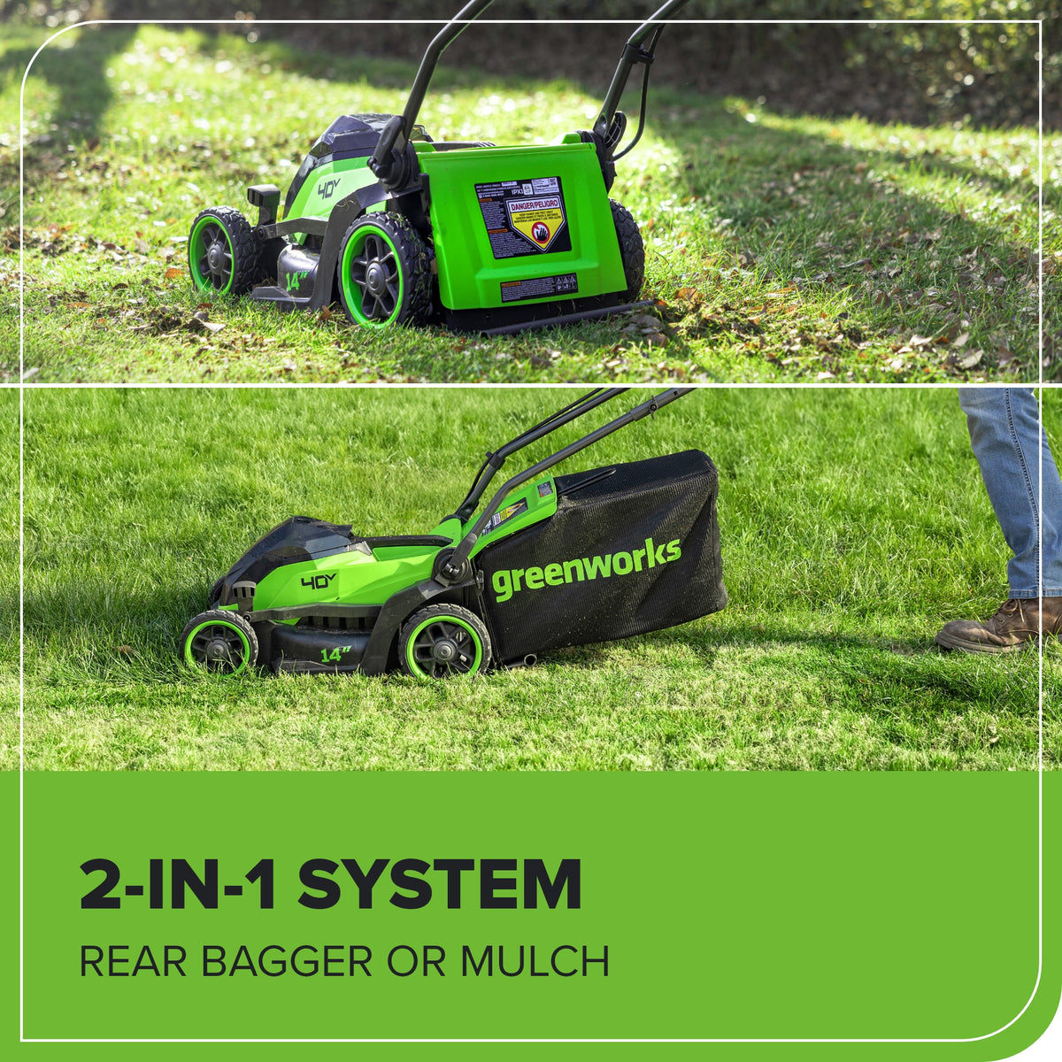 40V 14" Cordless Battery BL Push Lawn Mower: 4.0 Ah Battery and Charger, LM1414