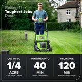 40V 17" Cordless Battery Brushless Push Lawn Mower: 4.0 Ah Battery and Charger, LM1724