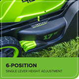 40V 17" Cordless Battery Brushless Push Lawn Mower: 4.0 Ah Battery and Charger, LM1724