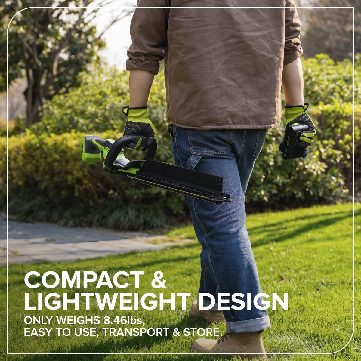 24V 22" Brushless (1.1" Cutting Capacity) Hedge Trimmer: 2.0Ah Battery and 30W Charger
