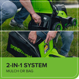 48V (24V x 2) 14" Cordless Battery Brushless Push Lawn Mower: (2) 4.0 Ah Battery and 2A Dual-port Charger, LM1412