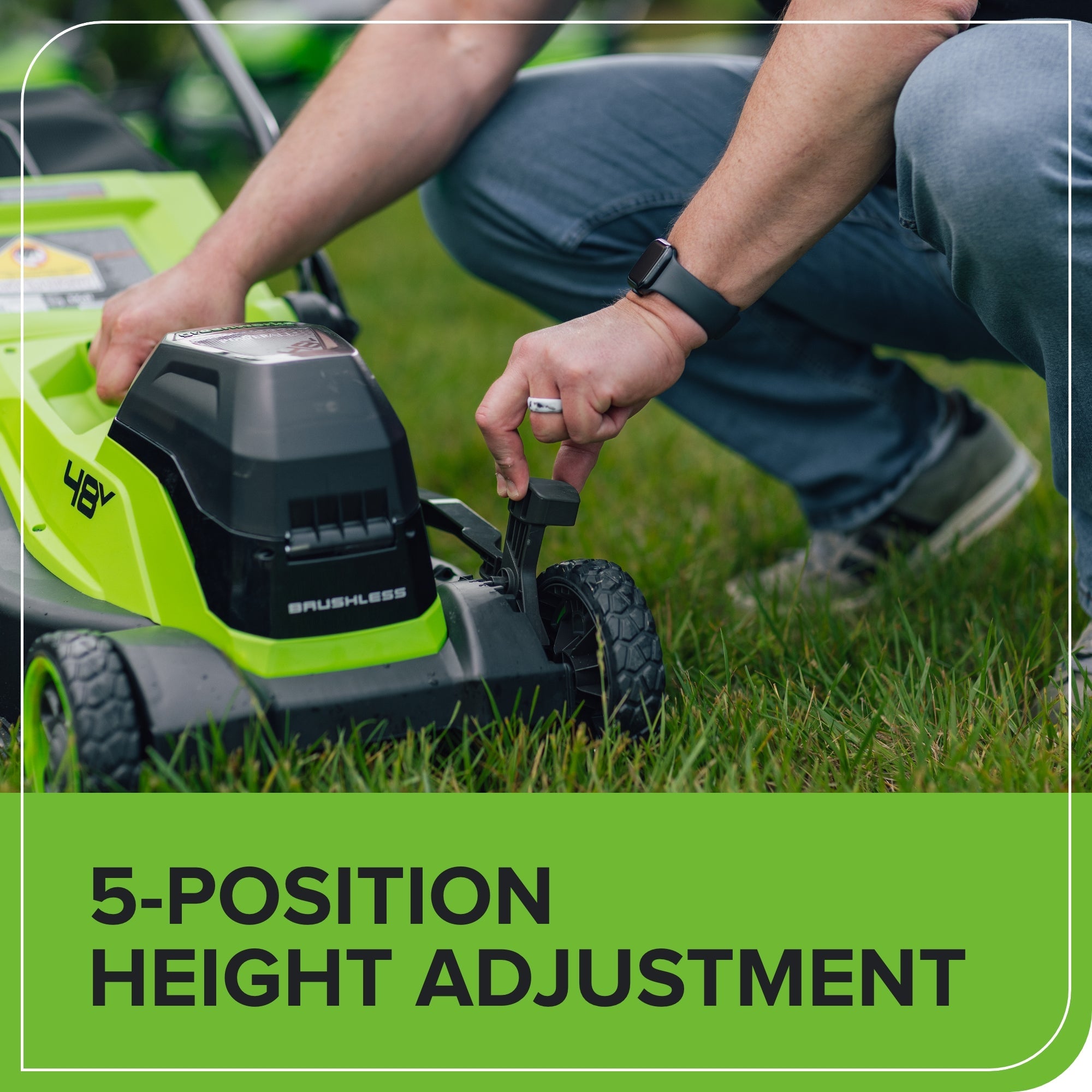 48V (24V x 2) 14" Cordless Battery Brushless Push Lawn Mower: (2) 4.0 Ah Battery and 2A Dual-port Charger, LM1412