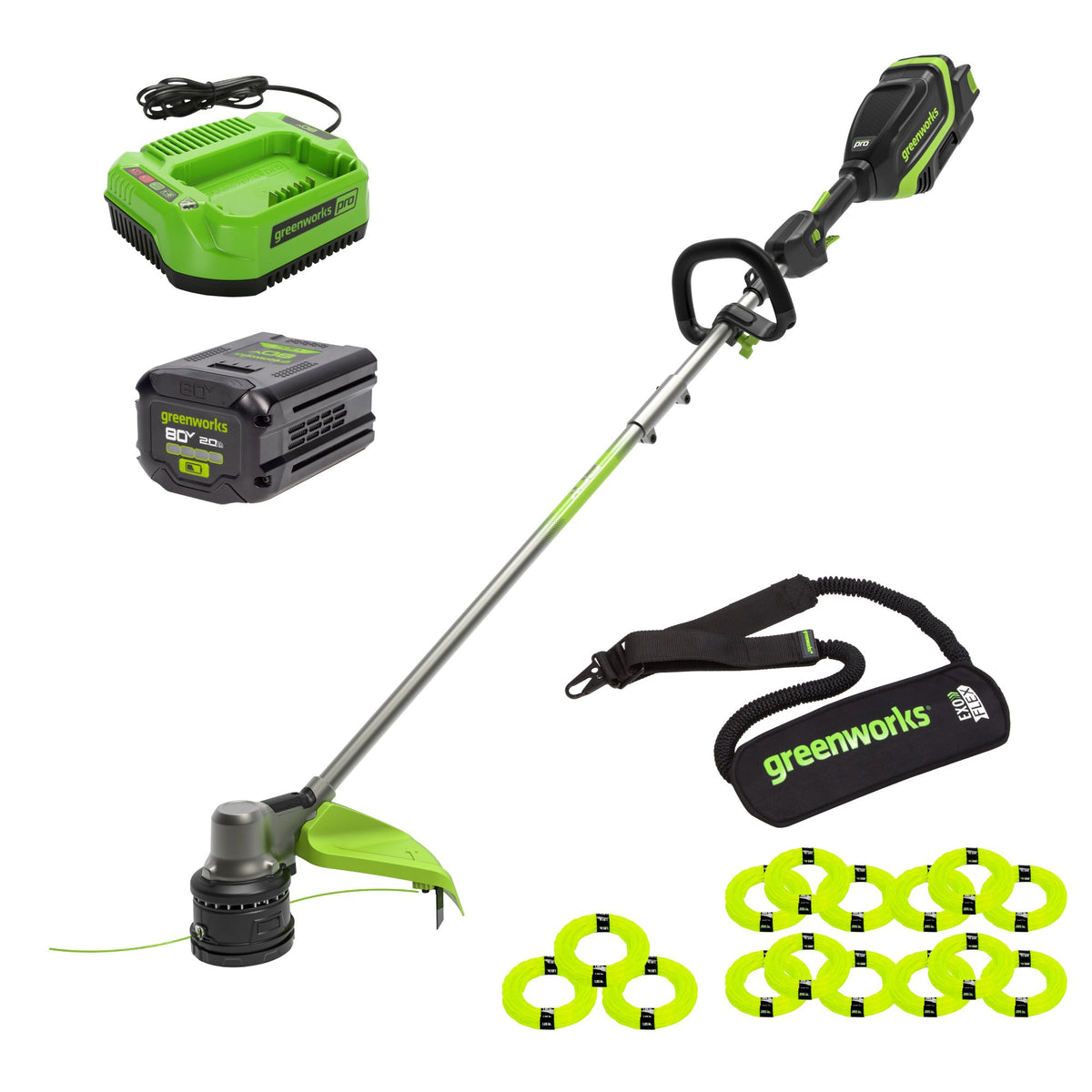 80V 17" Brushless String Trimmer: 2.0 Ah Battery and Charger