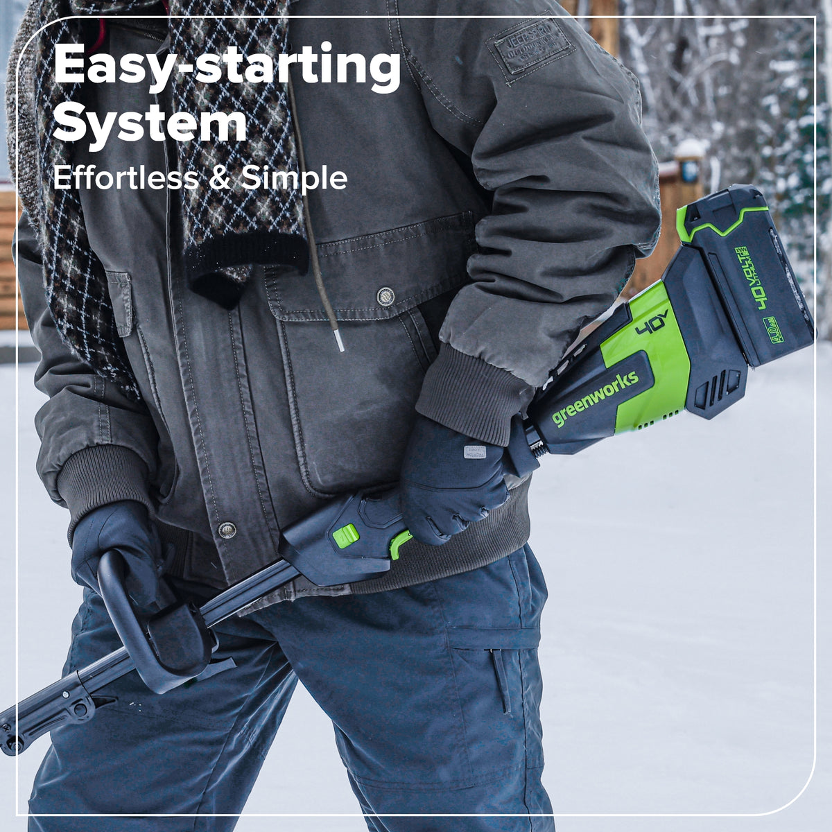 40V 12" Cordless Battery LED Snow Shovel: 4.0 Ah Battery and Charger
