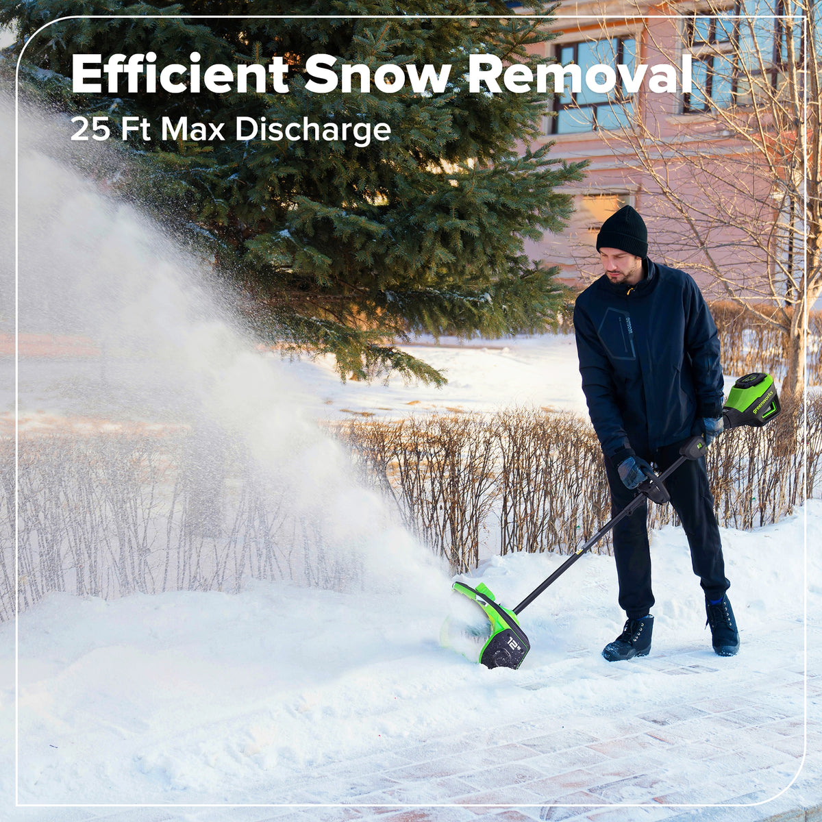 80V 12" Cordless Battery LED Snow Shovel: 4.0 Ah Battery and 6A Charger